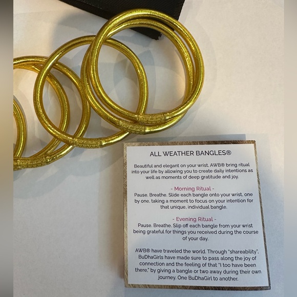 Budhagirl GOLD ALL WEATHER BANGLES - Set of 9 - Size Medium - BRAND NEW - Picture 9 of 13